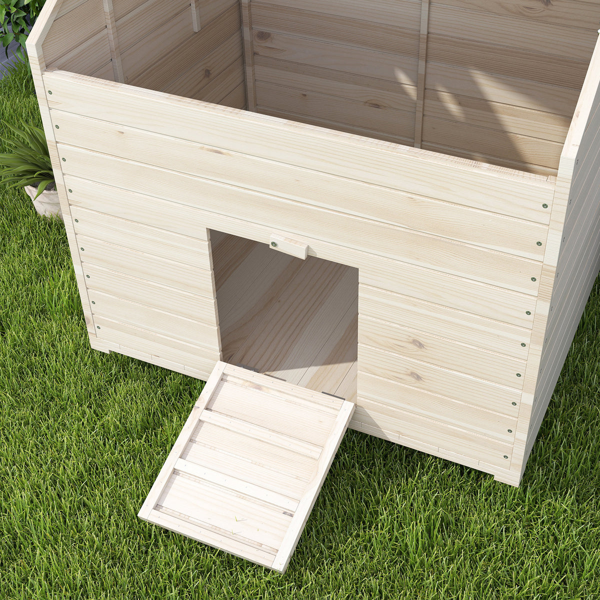 Abri pour canards maison pour canards avec toit ouvrant ventilation et porte-rampe 100 x 82,5 x 91 cm bois naturel