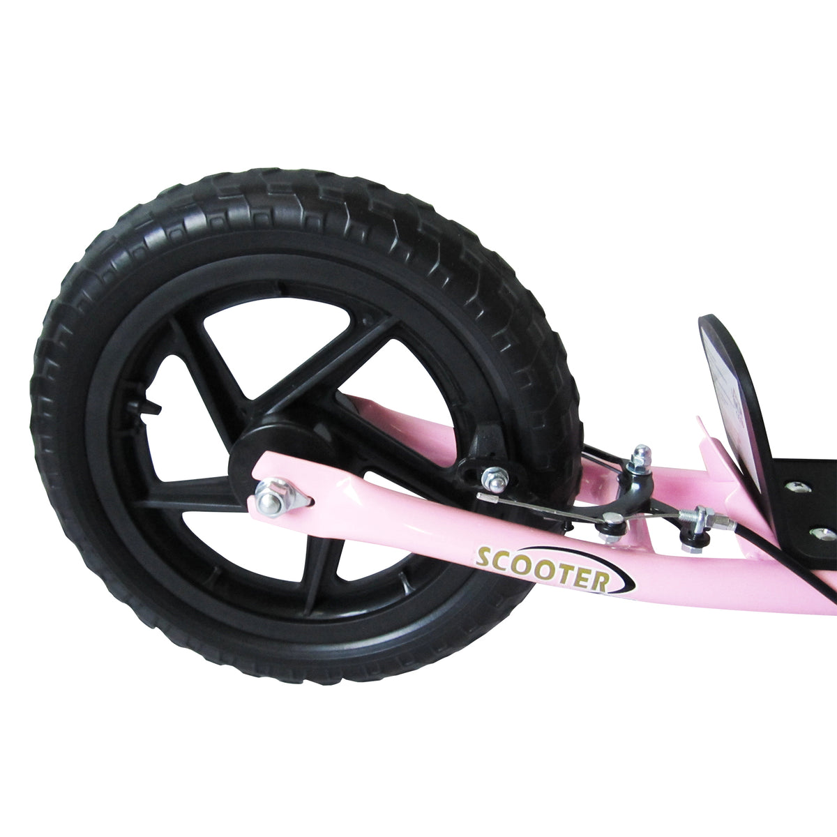 Trottinette enfant patinette pneus 30 cm Hauteur Guidon réglable poignée Frein et béquille Acier pour enfants à partir de 5 ans Rose