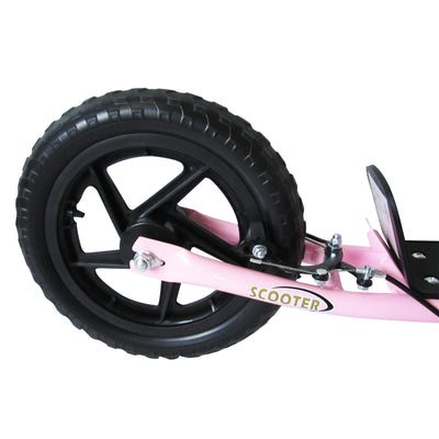 Trottinette enfant patinette pneus 30 cm Hauteur Guidon réglable poignée Frein et béquille Acier pour enfants à partir de 5 ans Rose