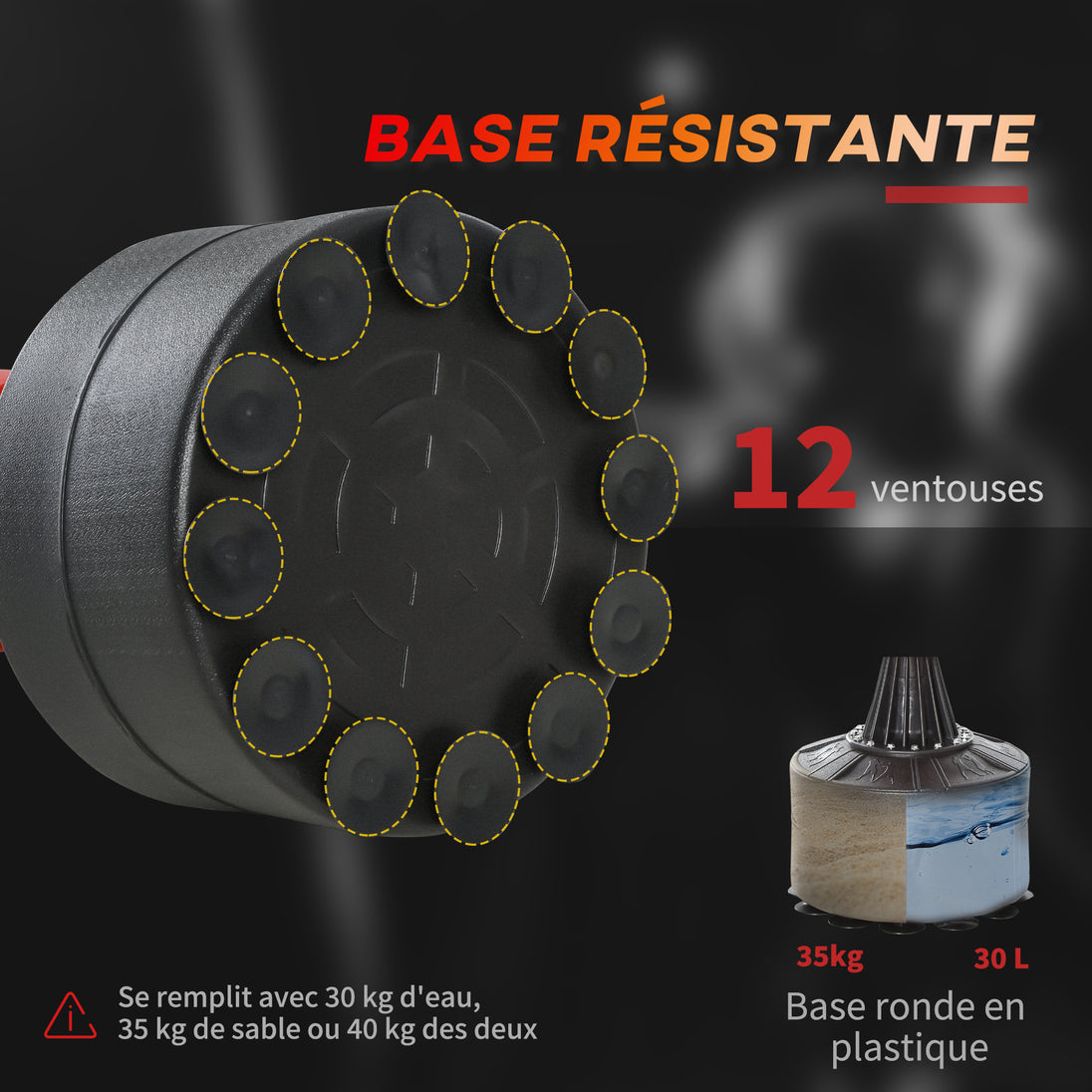Sac de frappe sur pieds punching ball brunier 3 en 1 avec ballon de vitesse bras flexible rotatif hauteur réglable revêtement synthétique base HDPE dim. 88L x 48l x 155-205H cm noir rouge Aosom