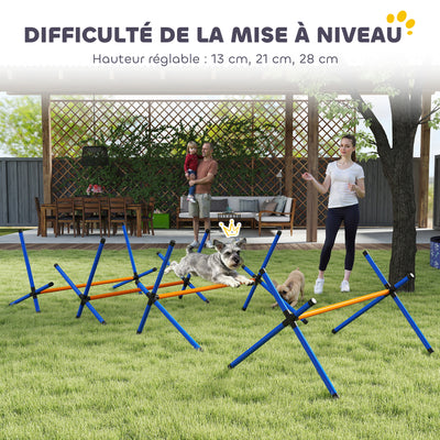 Kit d'équipement d'agilité pour chien, kit d'agilité pour chien portable avec hauteur réglable, sac de transport, orange