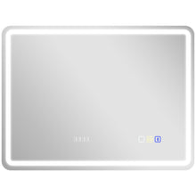 Miroir salle de bain Bluetooth avec éclairage LED 60 x 80 cm, miroir lumineux mural avec horloge, antibuée, argenté
