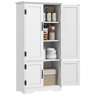 Buffet de cuisine armoire de cuisine contemporaine multi-rangements 2 placards 3 étagères 60 x 30 x 123 cm blanc