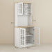 Buffet cuisine, meuble cuisine rangement haut, meuble de rangement avec plan de travail, 3 portes vitrées, 2 Aosom