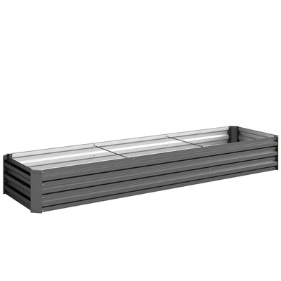 Carré potager rectangulaire, lit de jardin surélevé en acier galvanisé, fond ouvert, 240 x 60 x 30 cm, gris foncé