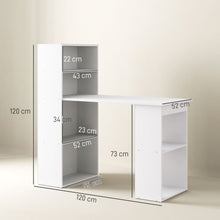 Bureau informatique, bureau avec rangement, 6 compartments ouverts, table d'ordinateur pour chambre, studio, 120