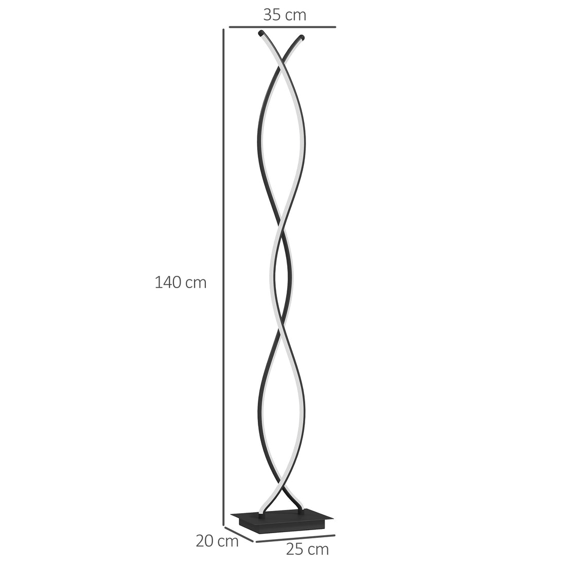 Lampadaire sur pied salon, lampe salon 3 niveaux de luminosité réglables à double spirale avec interrupteur à pied, noir Aosom