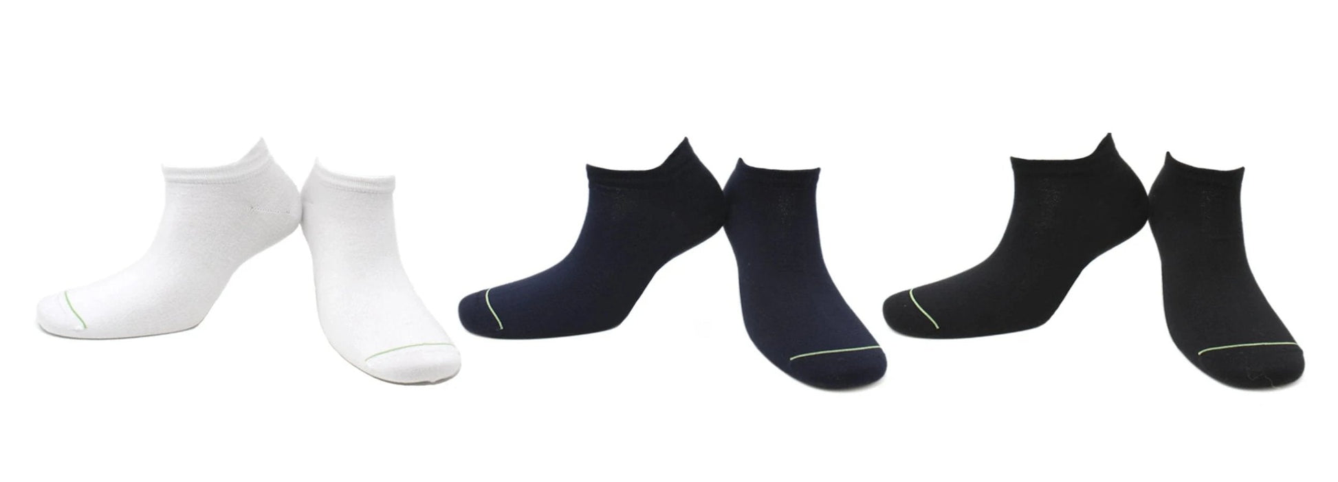 Socquettes Bambou Sans Couture - Blanc, Bleu Marine, Noir (3 paires)