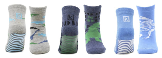 Chaussettes Antidérapantes Enfant Dinosaure en Coton Écologique (3 paires)