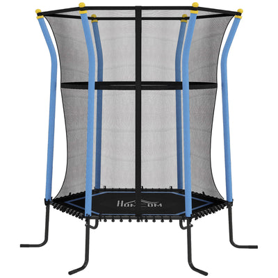 Trampoline pour enfant 1,22 x 1,11 x 1,9 m filet de sécurité porte zippée 6 poteaux rembourrés inclus bleu noir