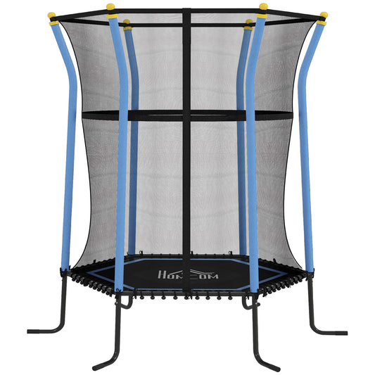 Trampoline pour enfant 1,22 x 1,11 x 1,9 m filet de sécurité porte zippée 6 poteaux rembourrés inclus bleu noir