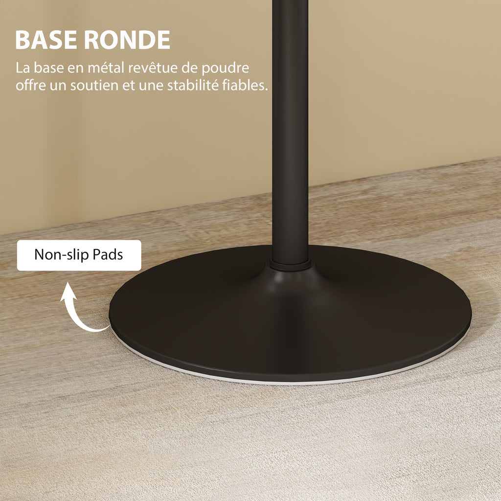 Table à manger pour 4 personnes table de cuisine style moderne avec plateau effet marbre et base ronde, 70 x 70 cm, blanc