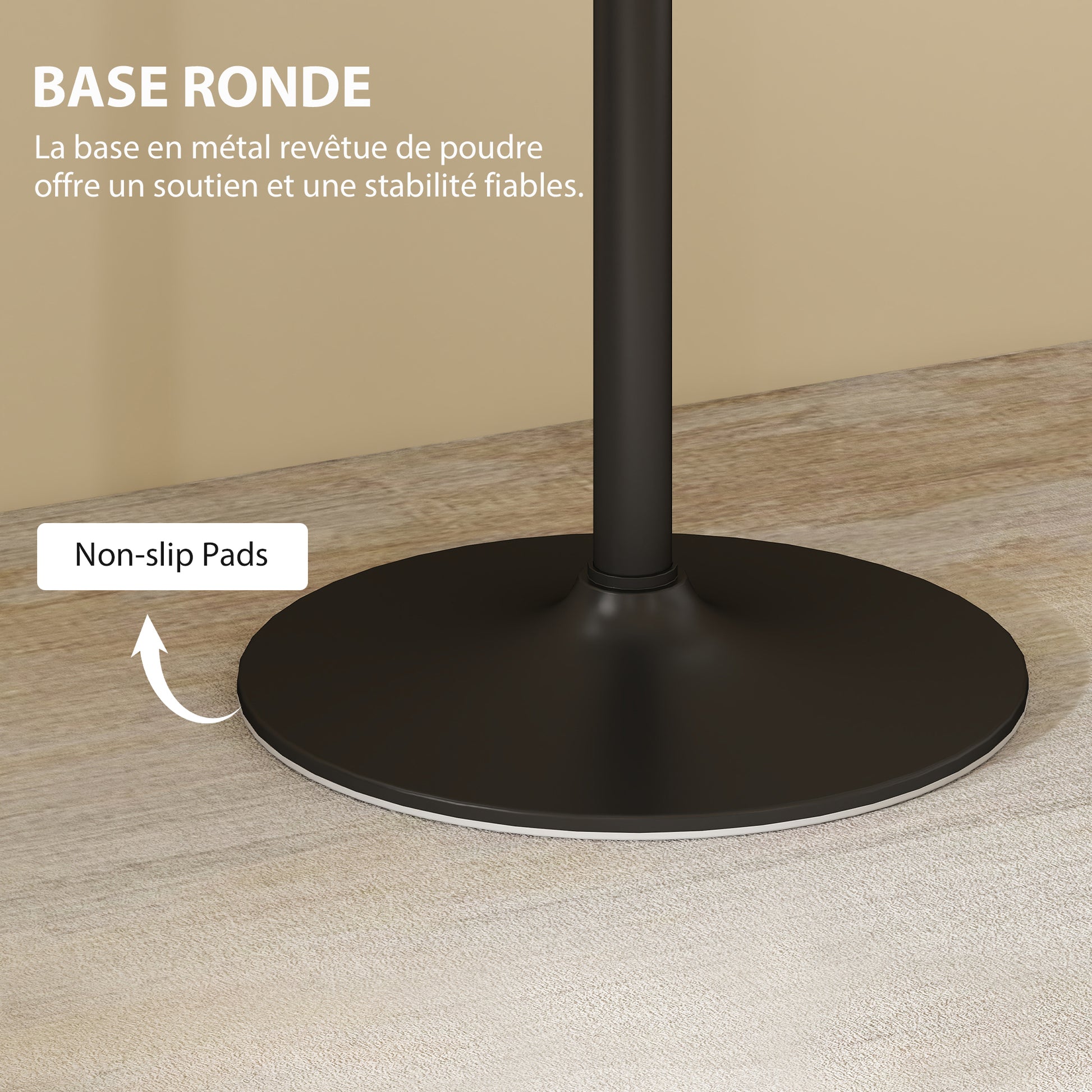 Table à manger pour 4 personnes table de cuisine style moderne avec plateau effet marbre et base ronde, 70 x 70 cm, blanc