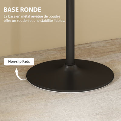 Table à manger pour 4 personnes table de cuisine style moderne avec plateau effet marbre et base ronde, 70 x 70 cm, blanc