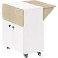 Table à manger pliante sur roulettes, table de cuisine 4 personnes, 2 abattants, étagère, placard, 70x83x75cm, blanc
