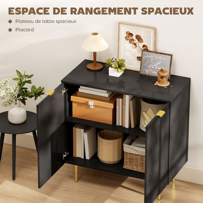 Buffet cuisine meuble de rangement avec 2 portes étagère réglable pieds métalliques surélevés 80 x 40 x 80 cm noir