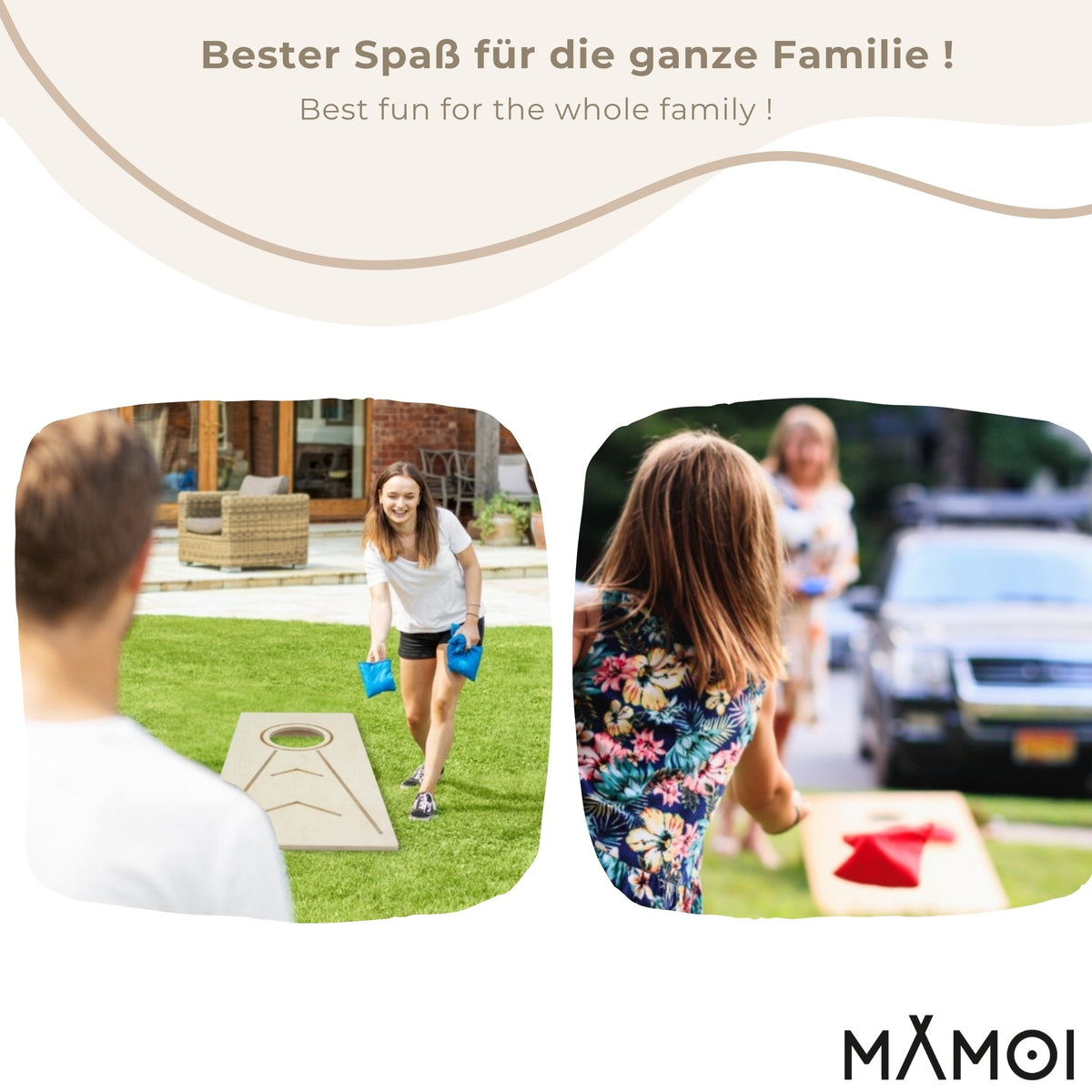 MAMOI® Cornhole Party Games Outdoor Indoor, gioco da spiaggia e gioco di lancio per bambini e adulti, inclusi i sacchi a buca.