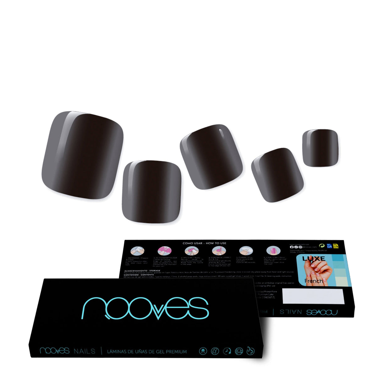 Láminas de Gel Pedi - Noir Onix - Nooves Nails