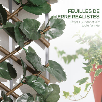 Haie artificielle feuilles murale brise-vue 2 panneaux longueur ajustable 295 x 70 cm treillis extensible en PE vert
