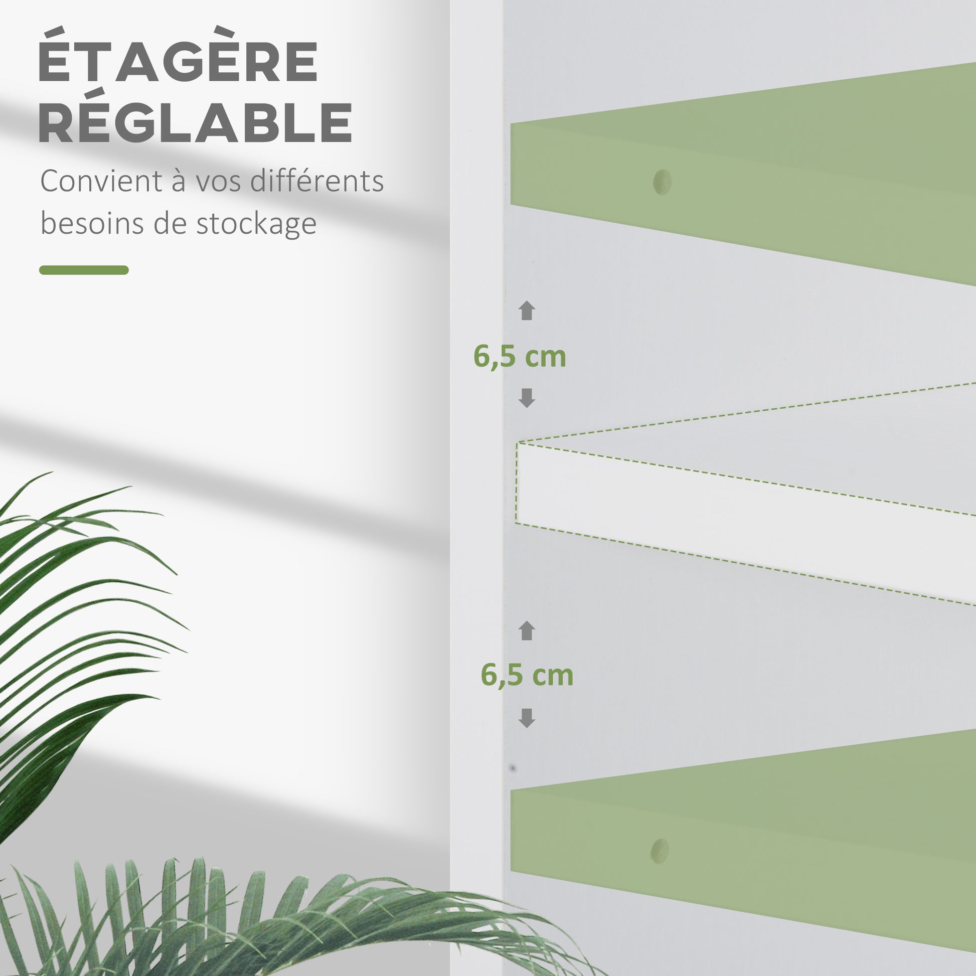 Bibliothèque étagère de rangement avec 2 compartiments et étagère réglable, 60 x 24 x 63 cm, blanc