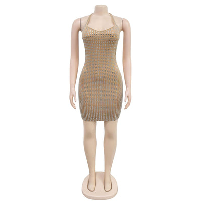 Women's Sexy Halter Neck Rhinestone