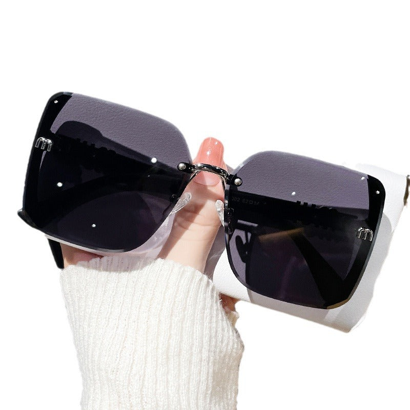 Fashioned Beveled-Edge Sunglasses Semi-Rimless High-Quality Trendy Minimalist Sunglasses for Women