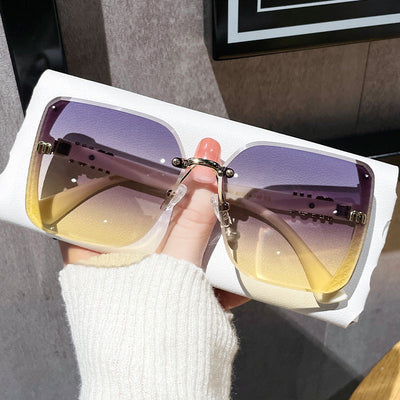 Fashioned Beveled-Edge Sunglasses Semi-Rimless High-Quality Trendy Minimalist Sunglasses for Women