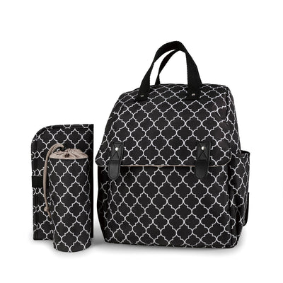 Striped double-shoulder and single-shoulder diaper bag with separate diaper pad and bottle bag, multi-functional maternity and baby travel stroller bag