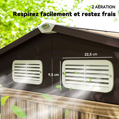 Abri de Jardin 2,27 m² gants inclus porte verrouillable ventilations acier galvanisé 190 x 131 x 188 cm chêne