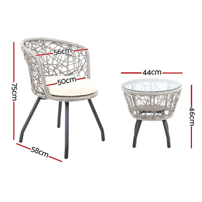 NNEDSZ Outdoor Patio Chair and Table - Grey