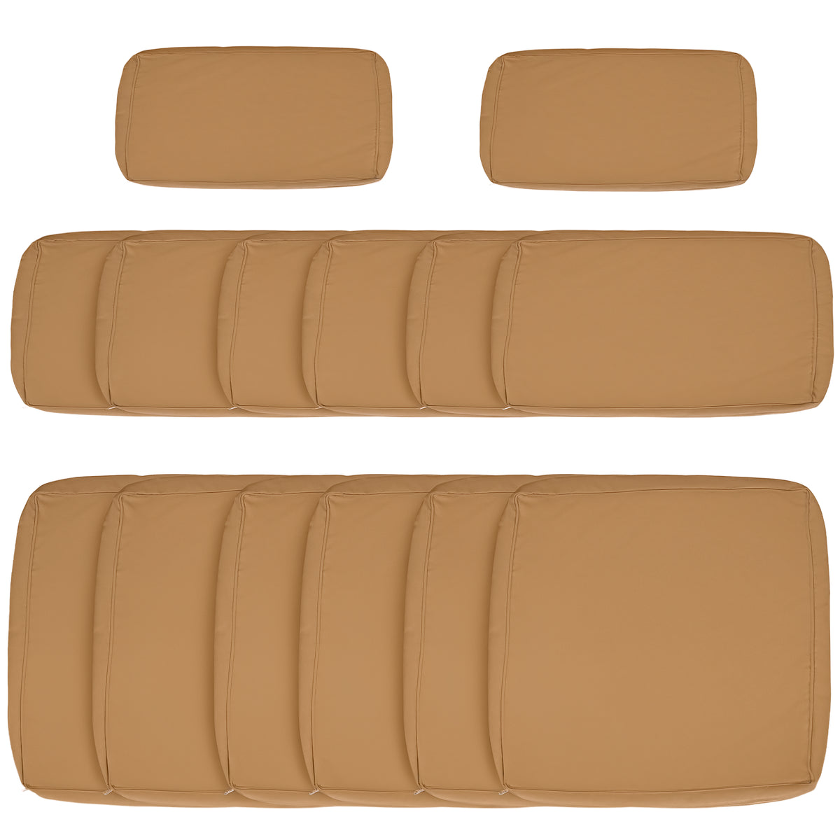 Lot de 14 Housses de Rechange Coussins Salon de Jardin - 6 Housses Coussin d'assise, 8 Housses Coussin Dossier Marron