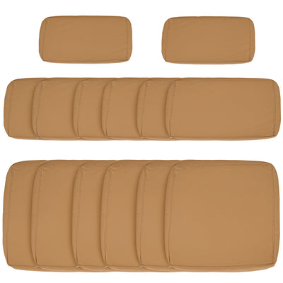 Lot de 14 Housses de Rechange Coussins Salon de Jardin - 6 Housses Coussin d'assise, 8 Housses Coussin Dossier Marron