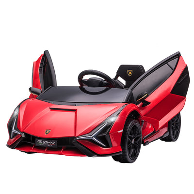 Voiture électrique Enfants de Sport Véhicule électrique Lamborghini Sian 12 V - V. Max. 5 Km/h avec Télécommande 2,4G Effets sonores + Lumineux Rouge