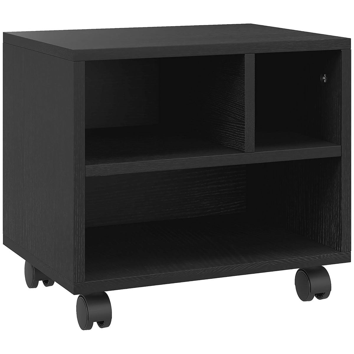 Support d'imprimante meuble de rangement bureau caisson 3 compartiments ouverts 40 x 30 x 36 cm noir