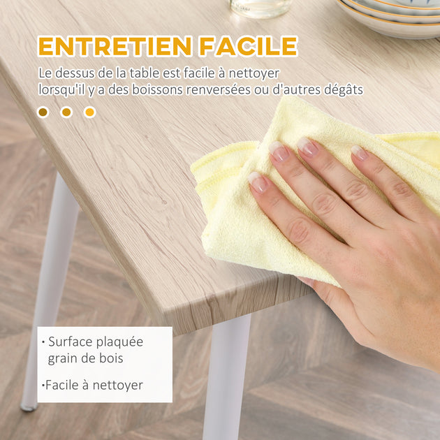 Ensemble table à manger carrée 3 pièces avec 2 chaises cuisine salle à manger plateau MDF châssis métal blanc Aosom