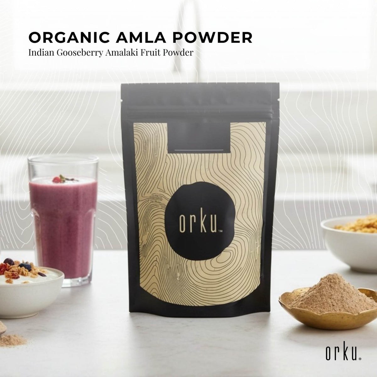 Orku 1Kg Organic Amla Powder - Indian Gooseberry Amalaki Fruit Powder