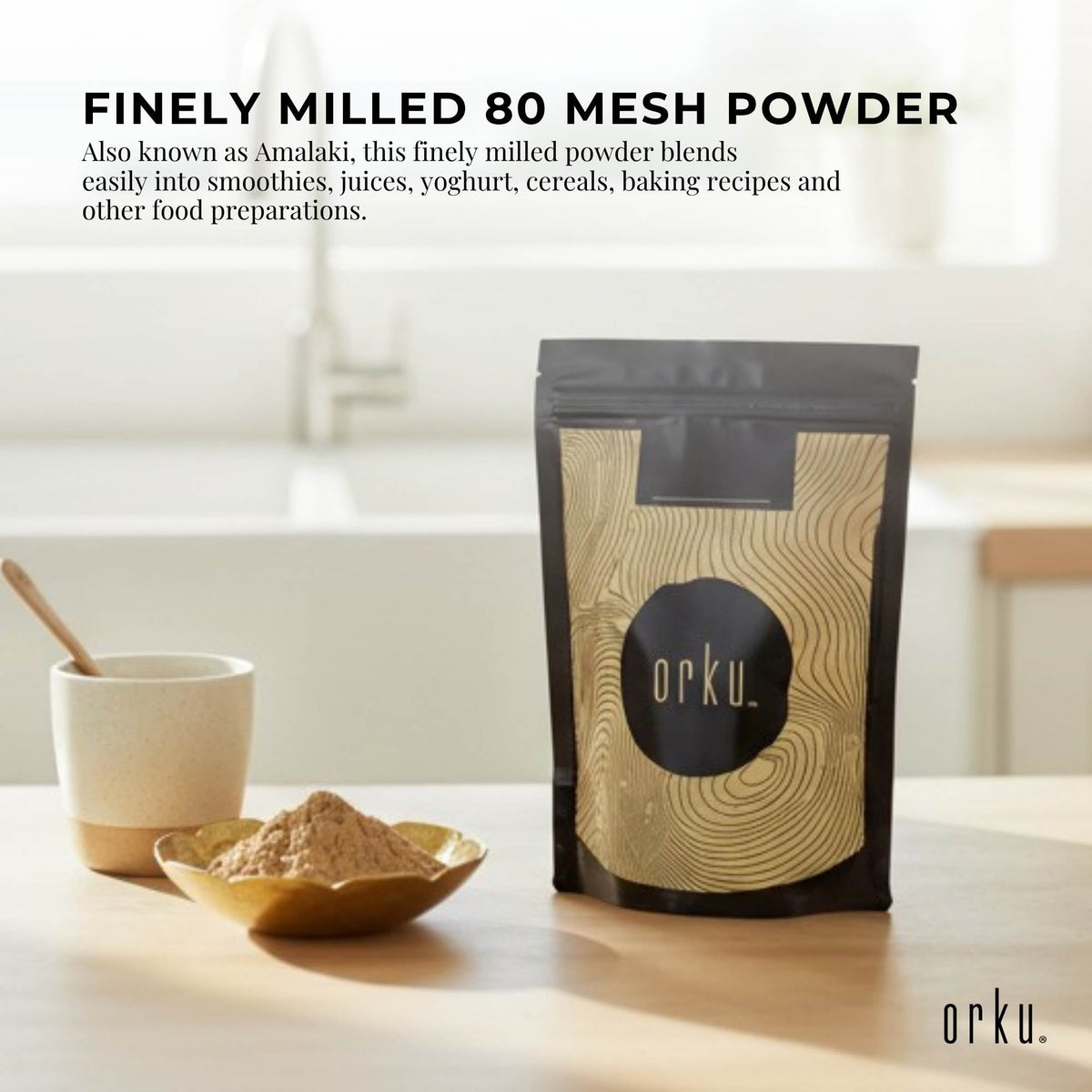 Orku 1Kg Organic Amla Powder - Indian Gooseberry Amalaki Fruit Powder
