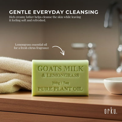 Orku 2 x 200g Goat Milk Lemongrass Soap Bars Australian Made