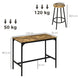 Ensemble table haute et 4 tabourets avec Repose-Pieds, métal noir et aspect bois pour cuisine salle à manger Aosom