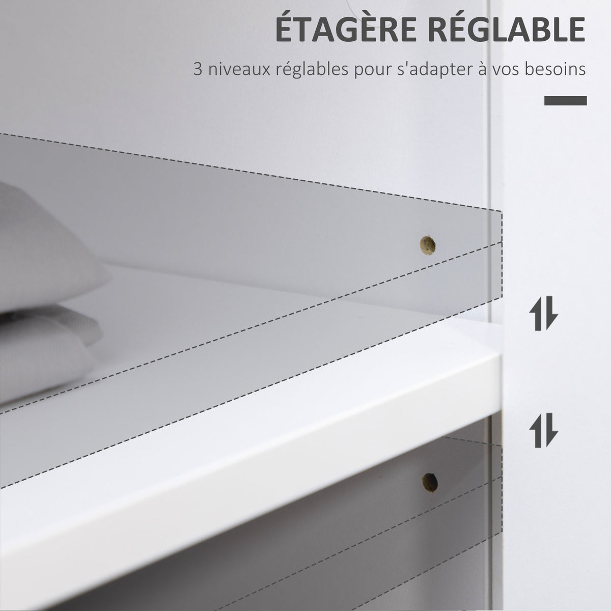 Commode meuble de rangement 2 portes avec étagère réglable en hauteur 2 tiroirs 100 x 40 x 85 cm blanc et aspect bois