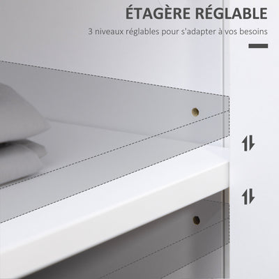 Commode meuble de rangement 2 portes avec étagère réglable en hauteur 2 tiroirs 100 x 40 x 85 cm blanc et aspect bois