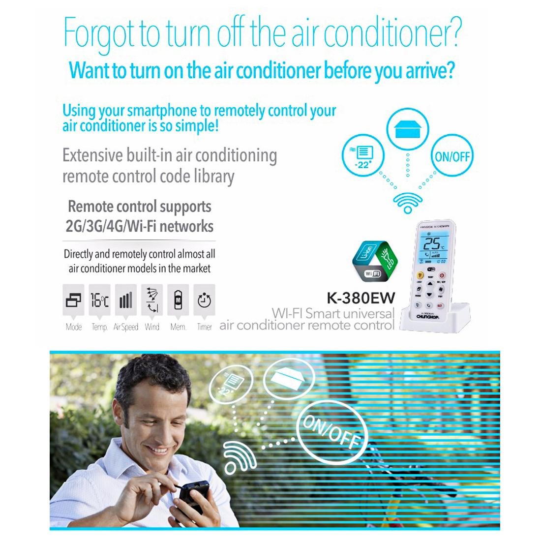 NNEIDS Universal Wifi Smart Ac Remote Control With Holder - Supports 2G / 3G / 4G / Wifi