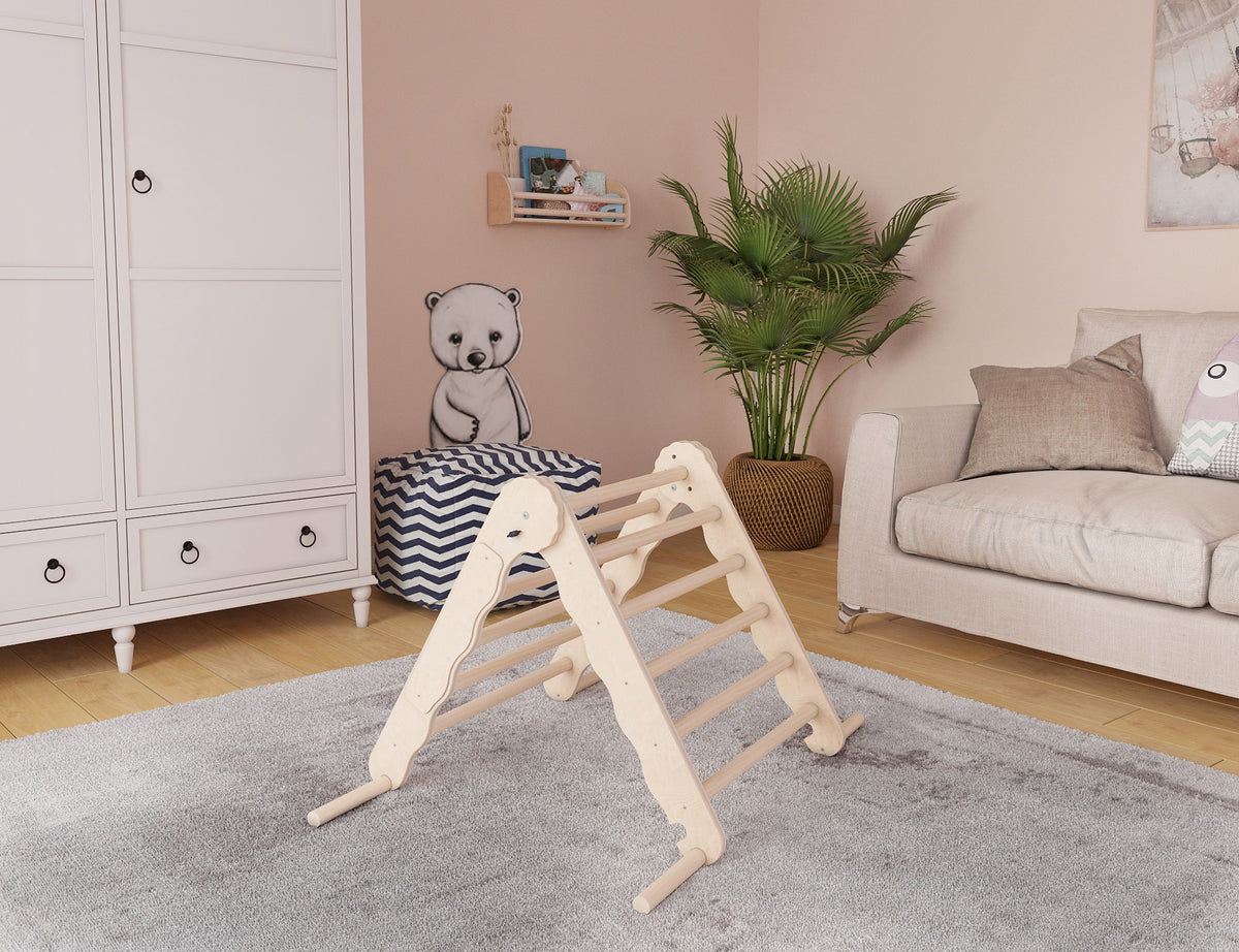 MAMOI® Triangle descalade interieur pour enfant, Mur escalade intérieur en bois pour bebe à partir de 1/2/3 an, Motricité libre montessori
