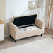 Banc de rangement bout de lit avec accoudoirs, tissu effet velours rembourré et capitonné, 126 x 48,5 x 57 cm, beige Aosom