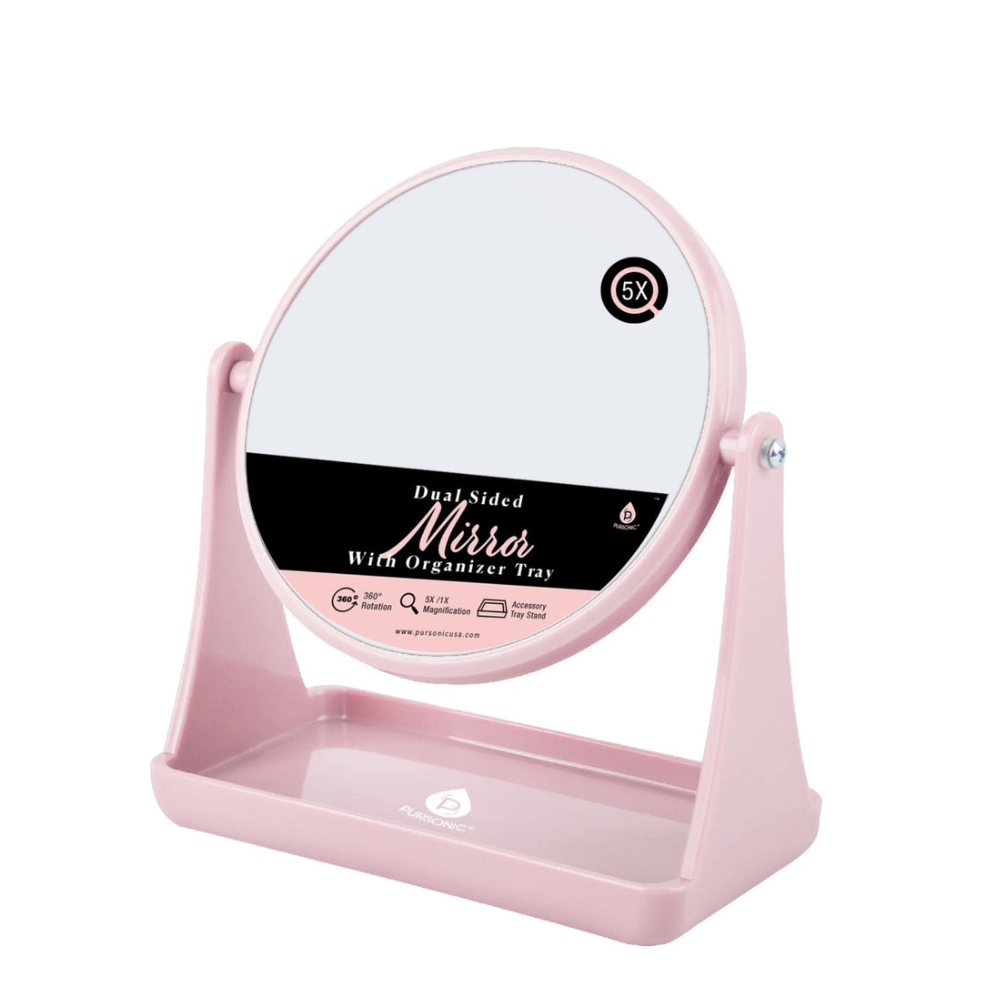 Dual Side Mirror With Organizer Tray Pursonic