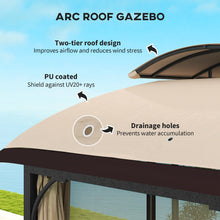 11' x 13' Khaki Double Roof Patio Gazebo with Galvanized Frame
