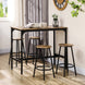 Ensemble table haute et 4 tabourets avec Repose-Pieds, métal noir et aspect bois pour cuisine salle à manger Aosom