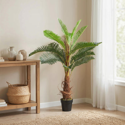 Palmier Artificiel palmier 100 cm avec 21 Feuilles en PEVA, Plante Décorative avec Pot en Plastique, Vert