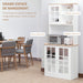 Buffet cuisine, meuble cuisine rangement haut, meuble de rangement avec plan de travail, 3 portes vitrées, 2 Aosom