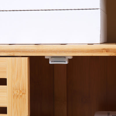 Buffet meuble de rangement 3 portes ajourées et étagères en bambou 100 x 35 x 82 cm naturel
